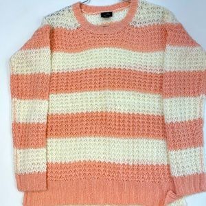 Rue21 Soft and Fuzzy Knit Sweater With Peach and Off White Stripes *NWT*
